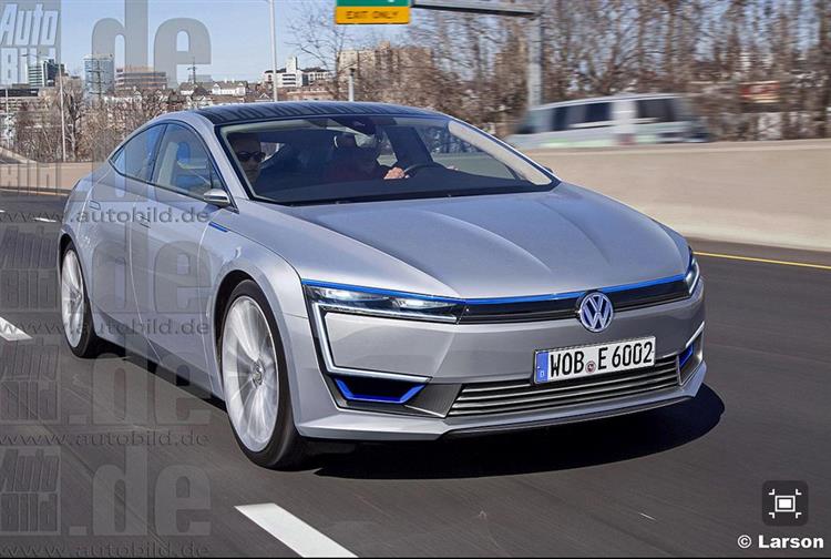 Baptisée Volkswagen XL3, la future concurrente allemande de la Toyota Prius arborera des lignes inspirées de la XL1 (crédits : Auto Bild)