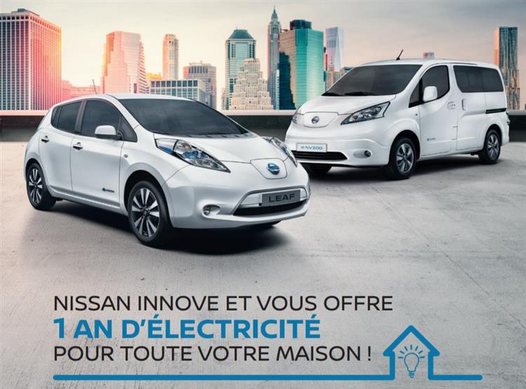 Pour sa seconde « Semaine de l’électrique », Nissan offre un an d’électricité à tout nouvel acheteur particulier d’une LEAF ou d’un e-NV200 Evalia