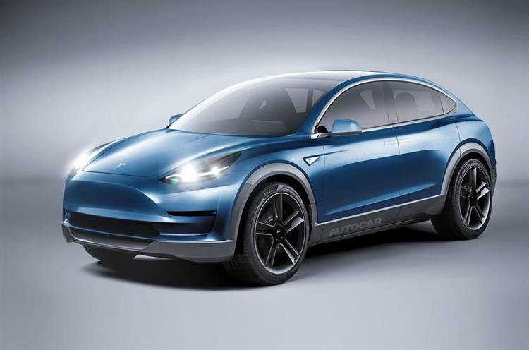 Second SUV électrique du constructeur, le Tesla Model Y devrait être dévoilé dans le courant du mois de juillet (crédits : Autocar)