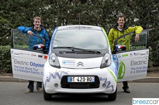 Parti de Strasbourg, Antonin et Xavier ont parcouru 25 000 km au volant d'une voiture électrique de série, la Citroën C-Zero