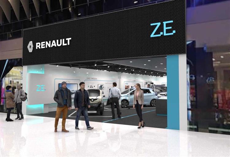 Dans un centre commercial situé près de Stockholm, Renault a ouvert son premier showroom dédié à sa gamme de véhicules électriques