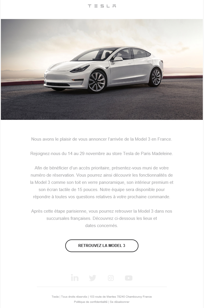 Tesla Model 3 présentation en France