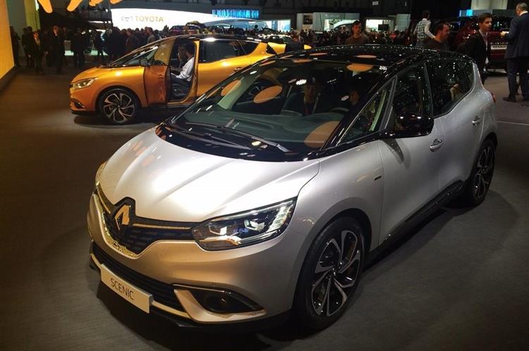 Présenté au salon de Genève, le nouveau Renault Scénic adoptera début 2017 un système hybride diesel-électique essentiellement destiné aux flottes d'entreprises